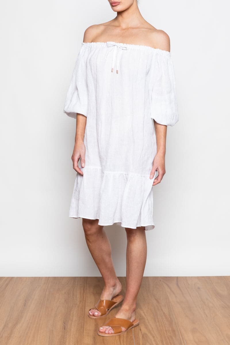 Lara Linen Beach Dress White