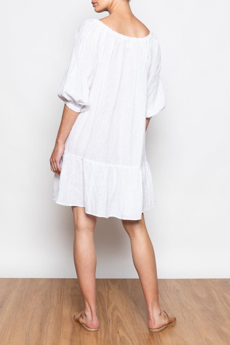 Lara Linen Beach Dress White