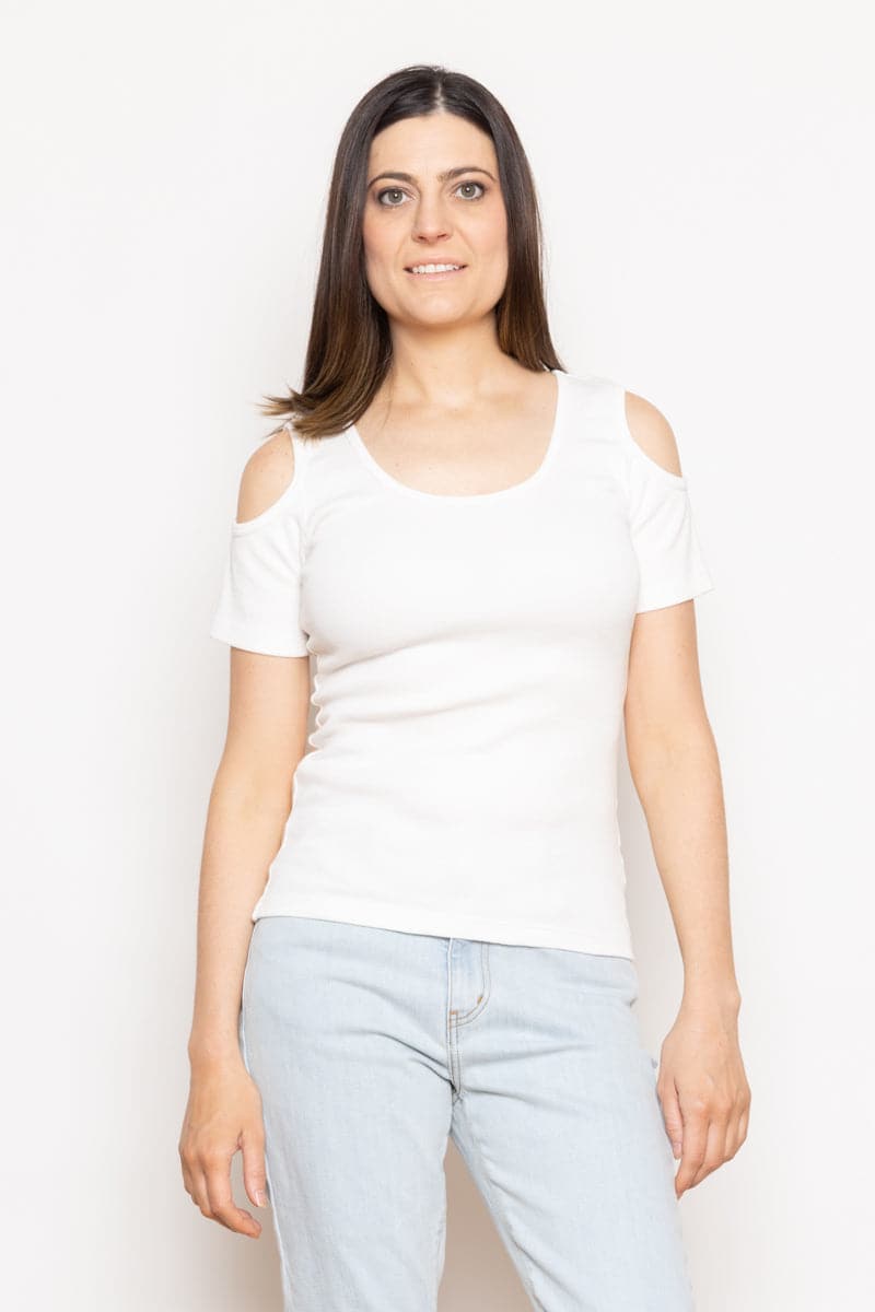 Tura Cold Shoulder Natural White