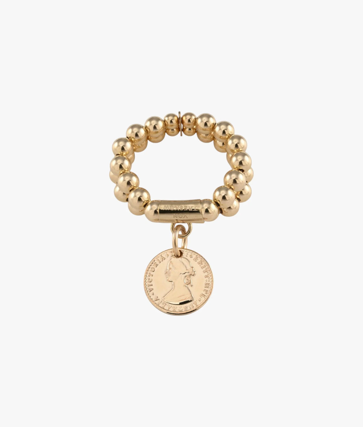 VT Gold 2-Strand Stretchy Ring with Mini Coin