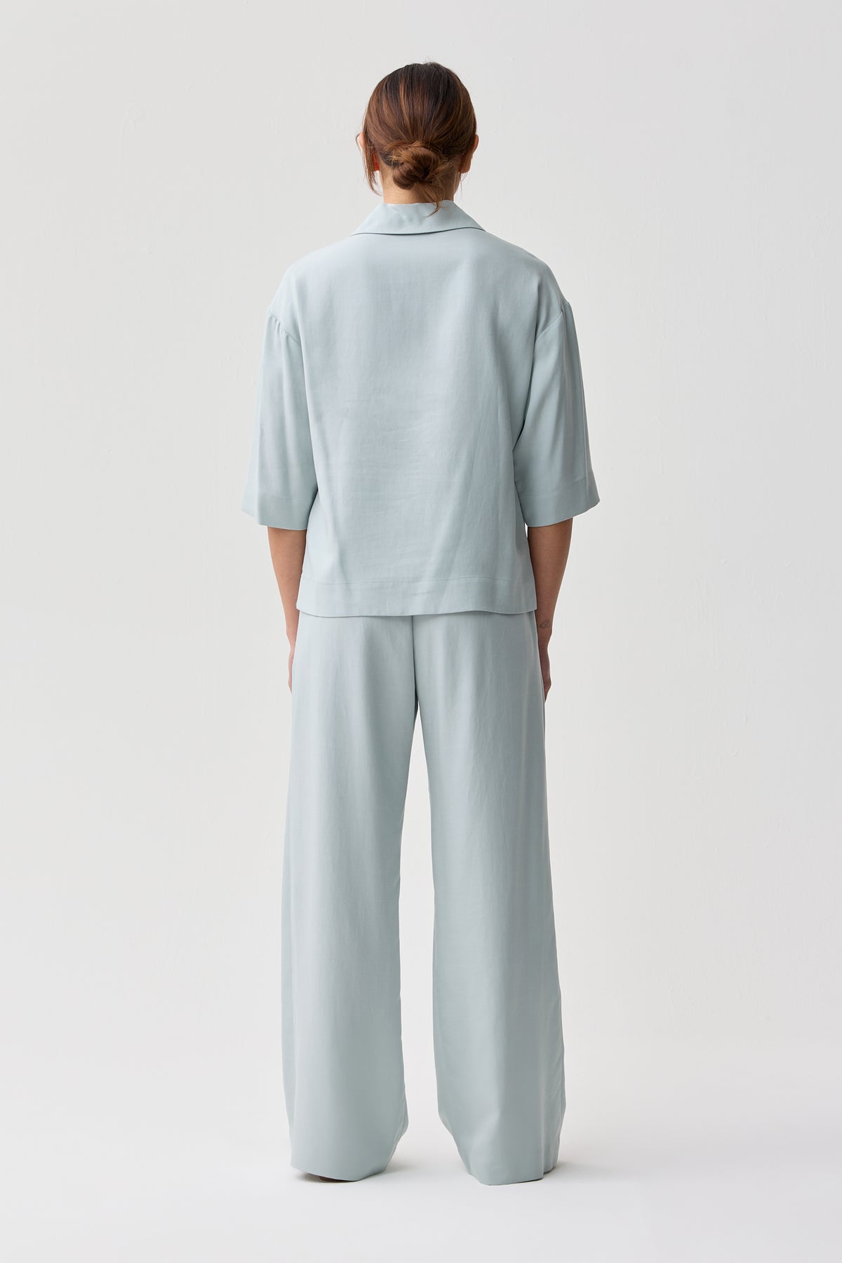 Lynches Open Collar Top Powder Blue