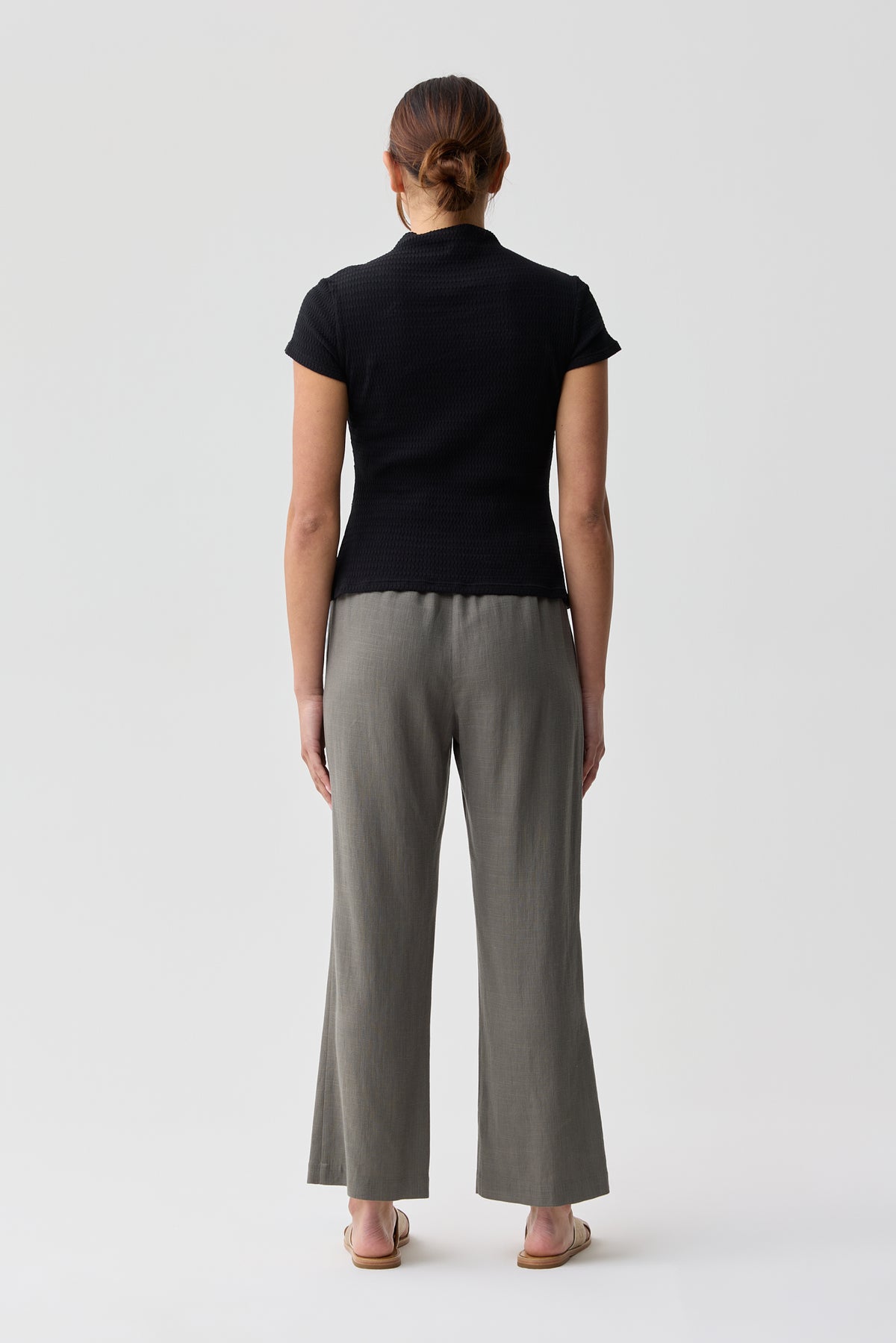 Heron Ruched Short Sleeve Top Black Night