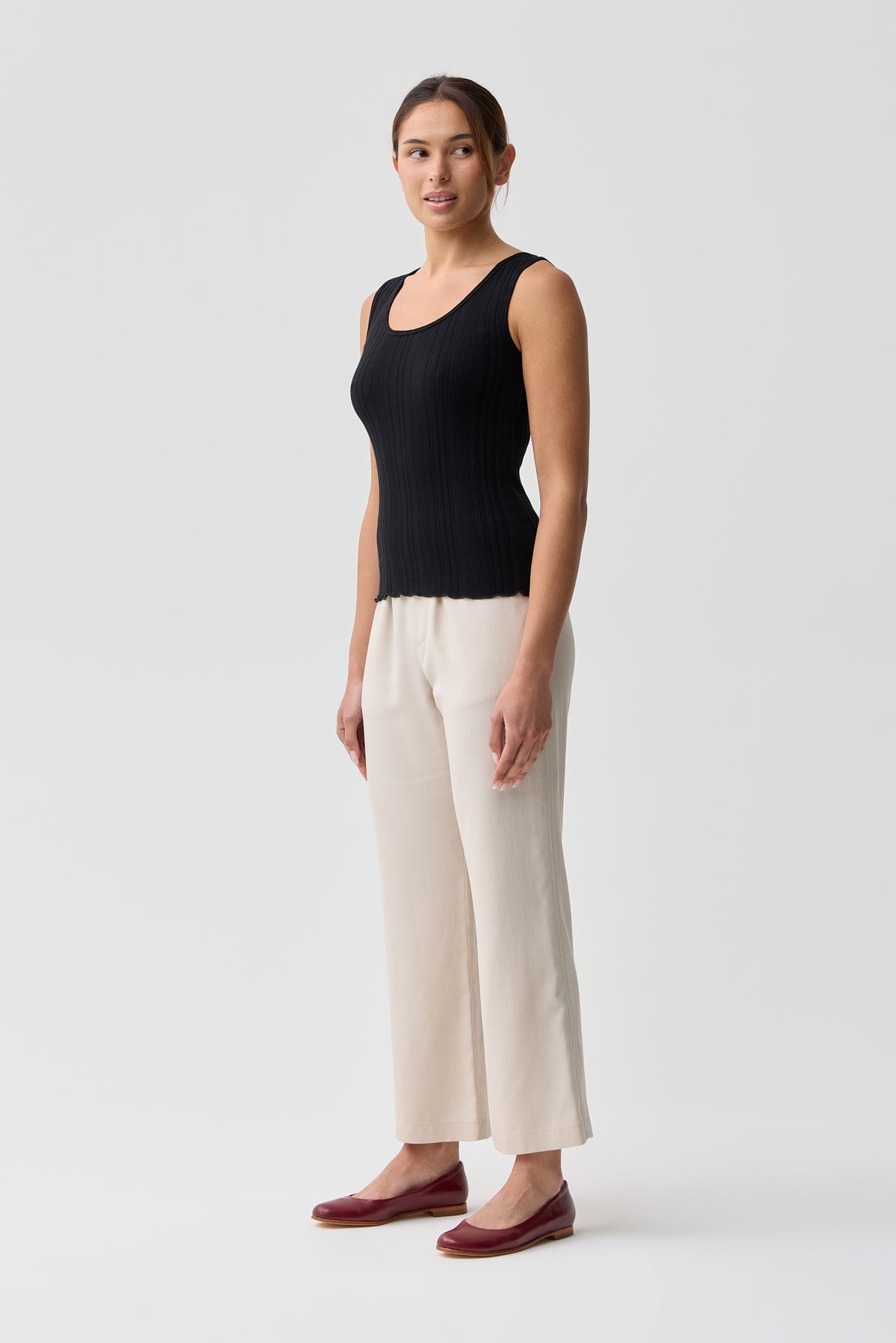 Kensington Scoop Neck Rib Tank Black