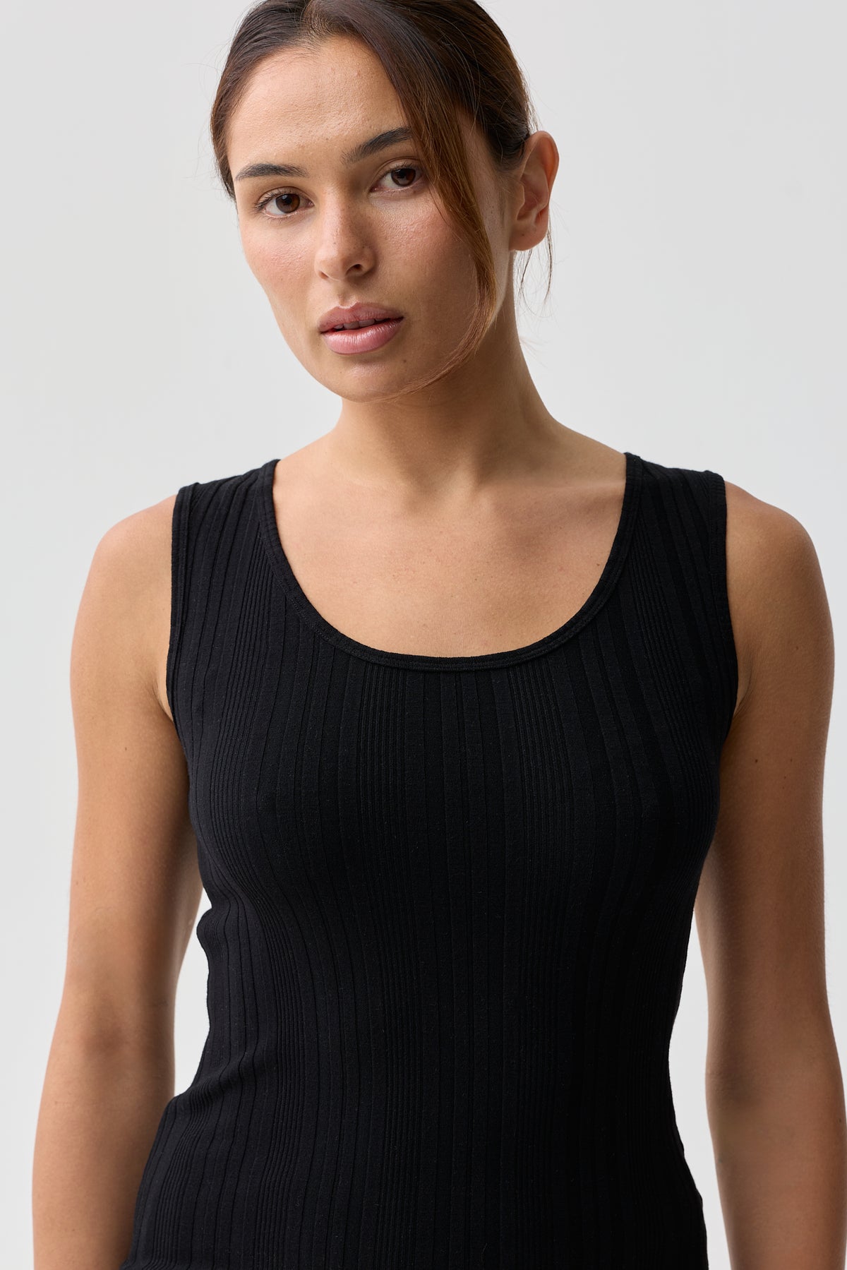 Kensington Scoop Neck Rib Tank Black