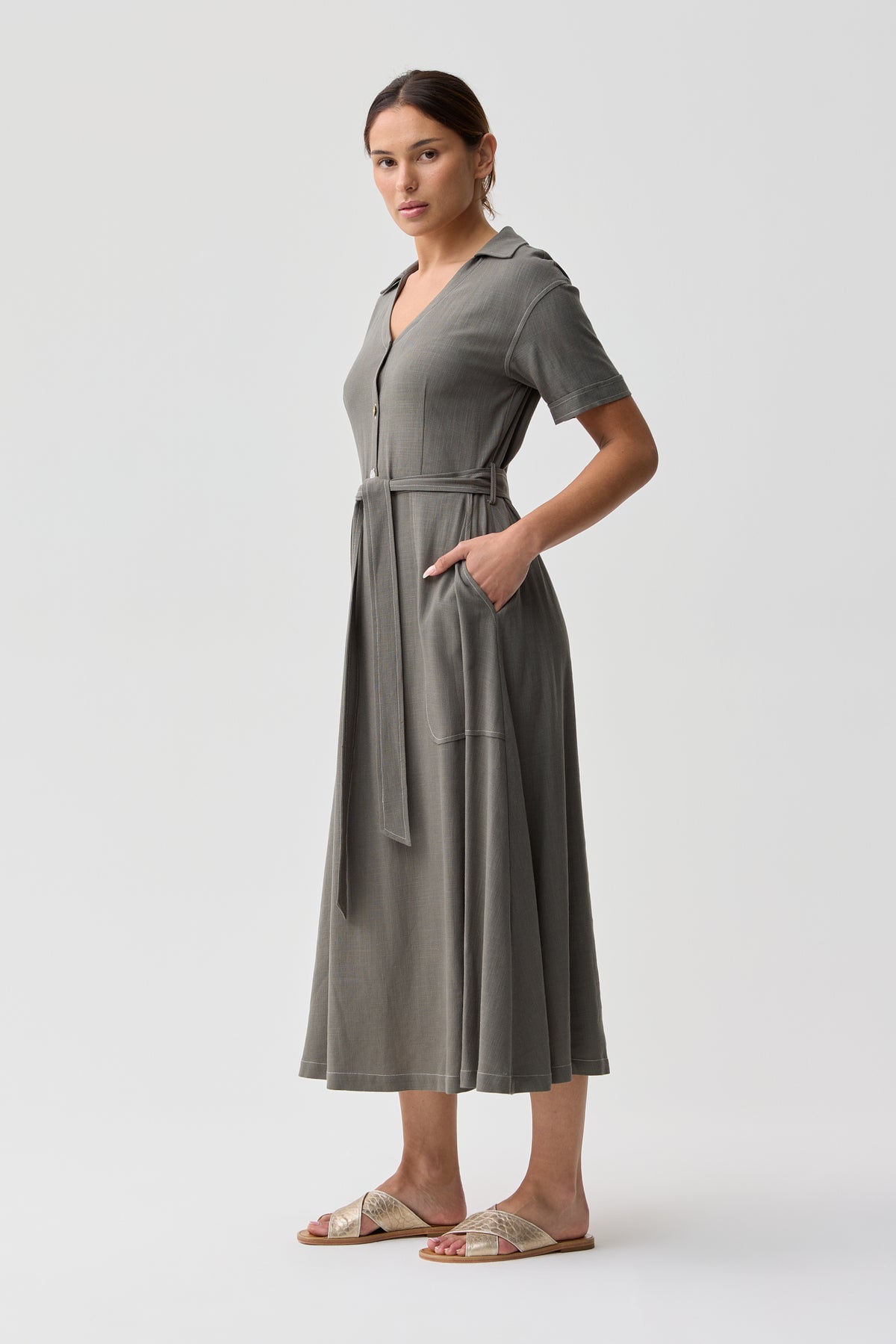 Ormond Midi Dress Olive Green