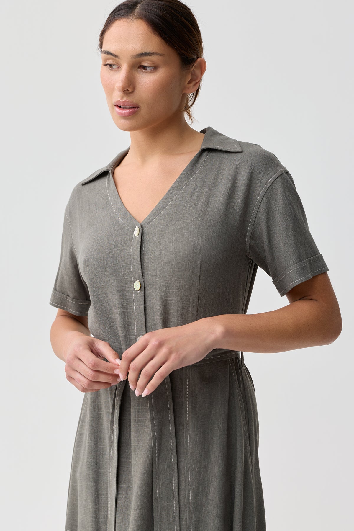 Ormond Midi Dress Olive Green