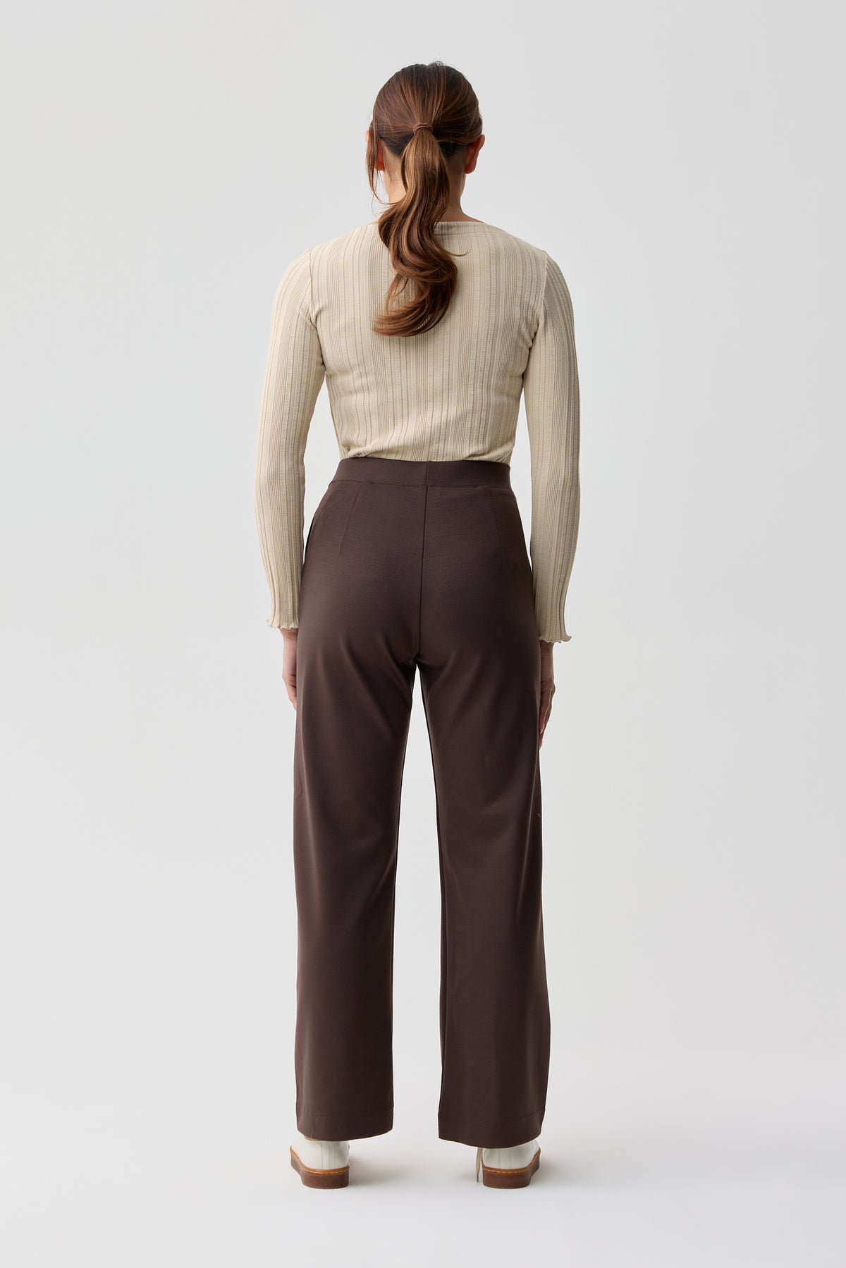 Hunter Merino Wool Ponte Pin-Tuck Pant Espresso