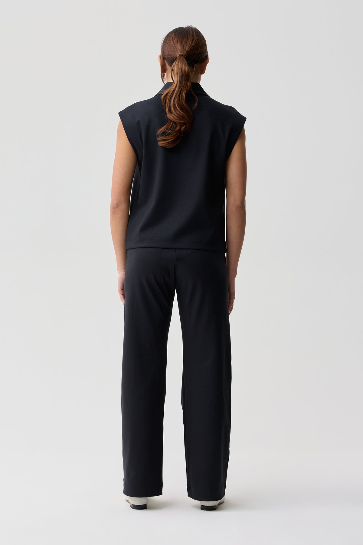 Hunter Merino Wool Ponte Cap Sleeve Top Black Night