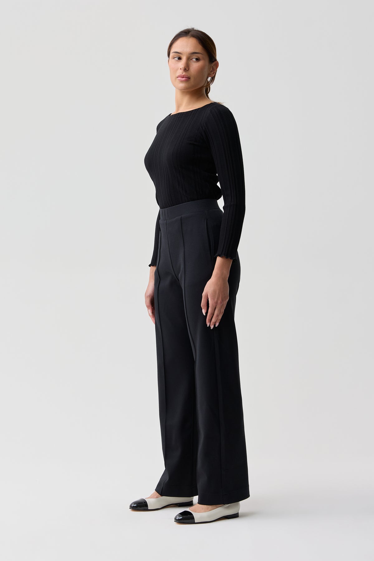 Hunter Merino Wool Ponte Pin-Tuck Pant Black Night