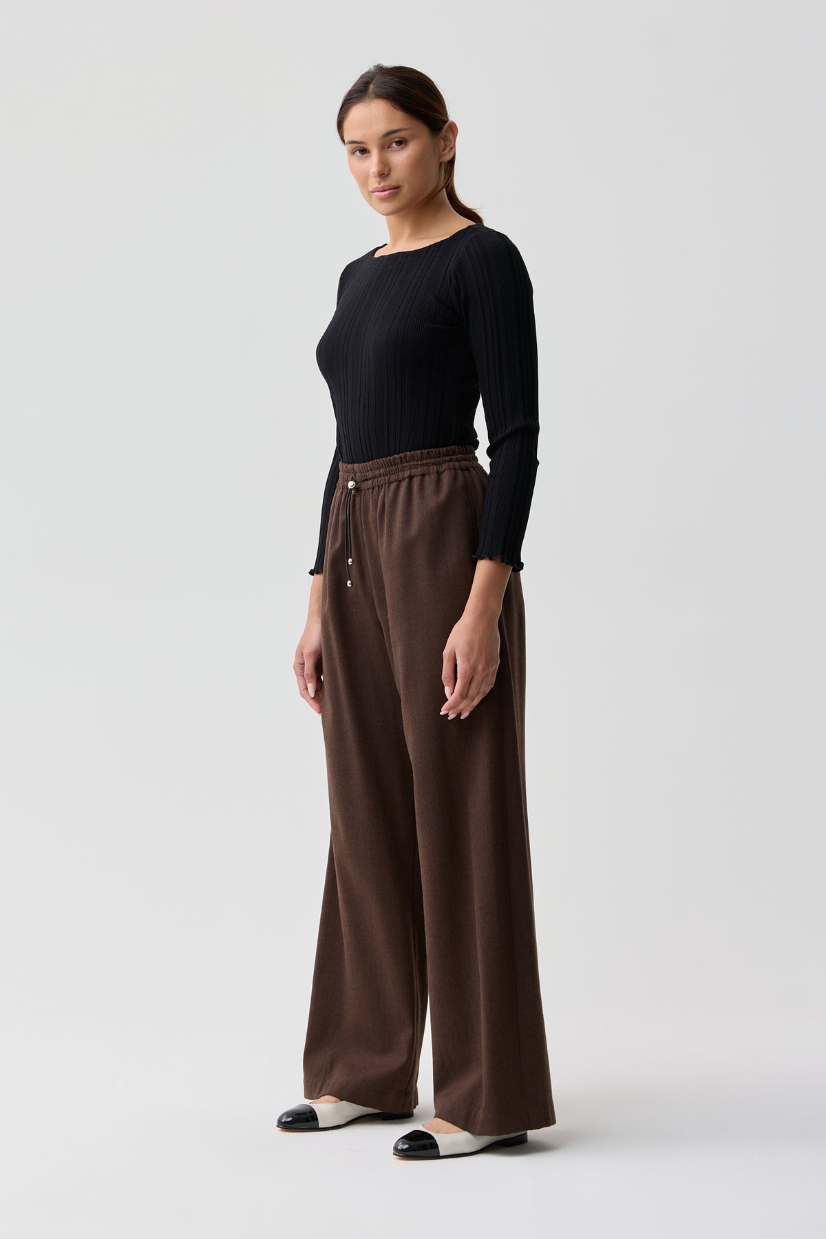 Lyndhurst Drawstring Wool Pant Chocolate