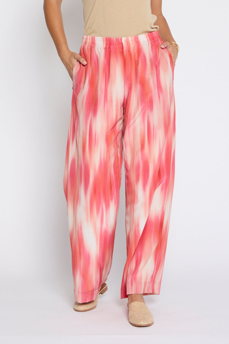 Isa Wide Leg Silk Pant in Ombre Pink