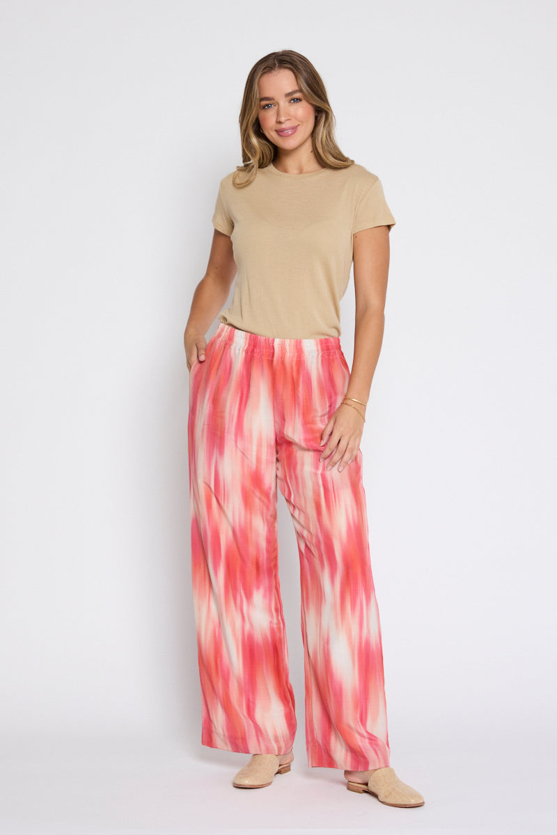 Isa Wide Leg Silk Pant in Ombre Pink