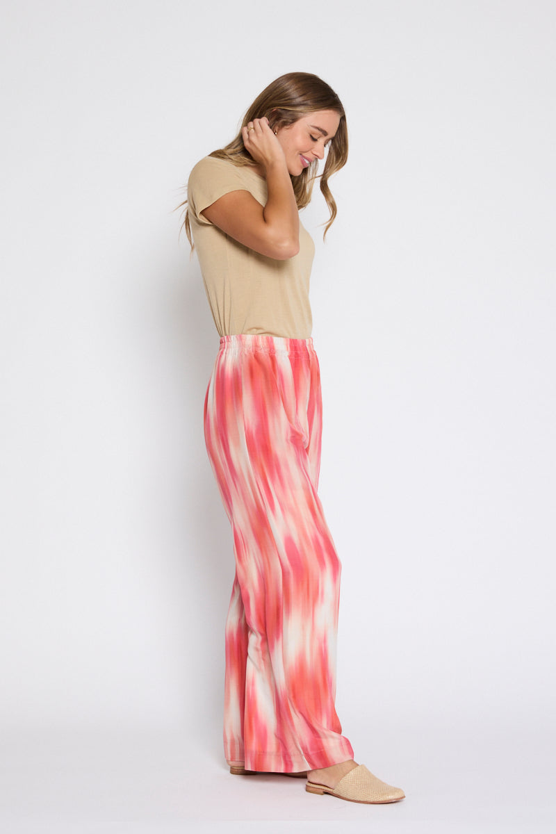 Isa Wide Leg Silk Pant in Ombre Pink