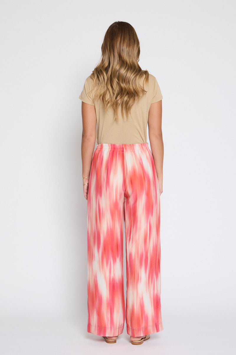 Isa Wide Leg Silk Pant in Ombre Pink