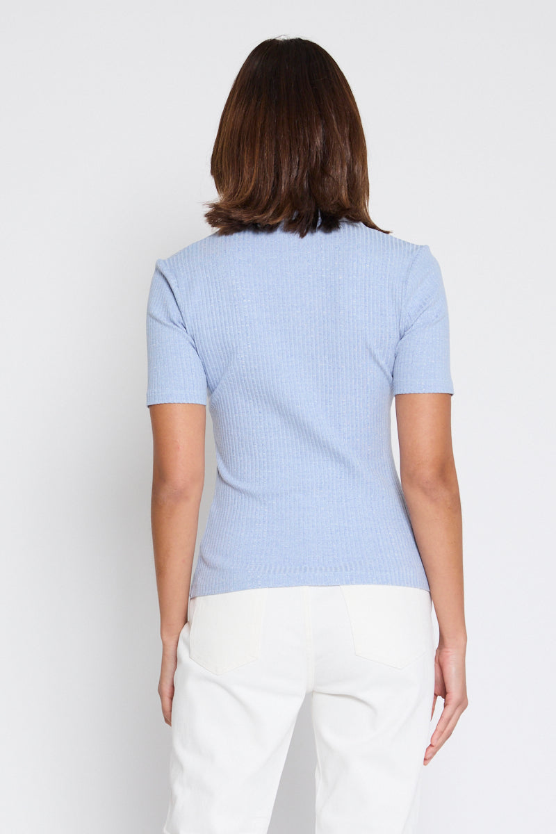 Rhianna Polo Top Blue Marle