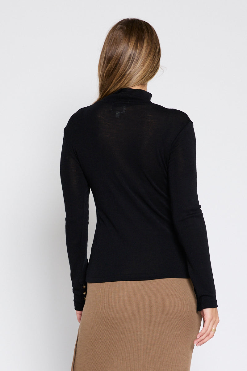 Mandalay Merino Wool Long Sleeve Knit Black
