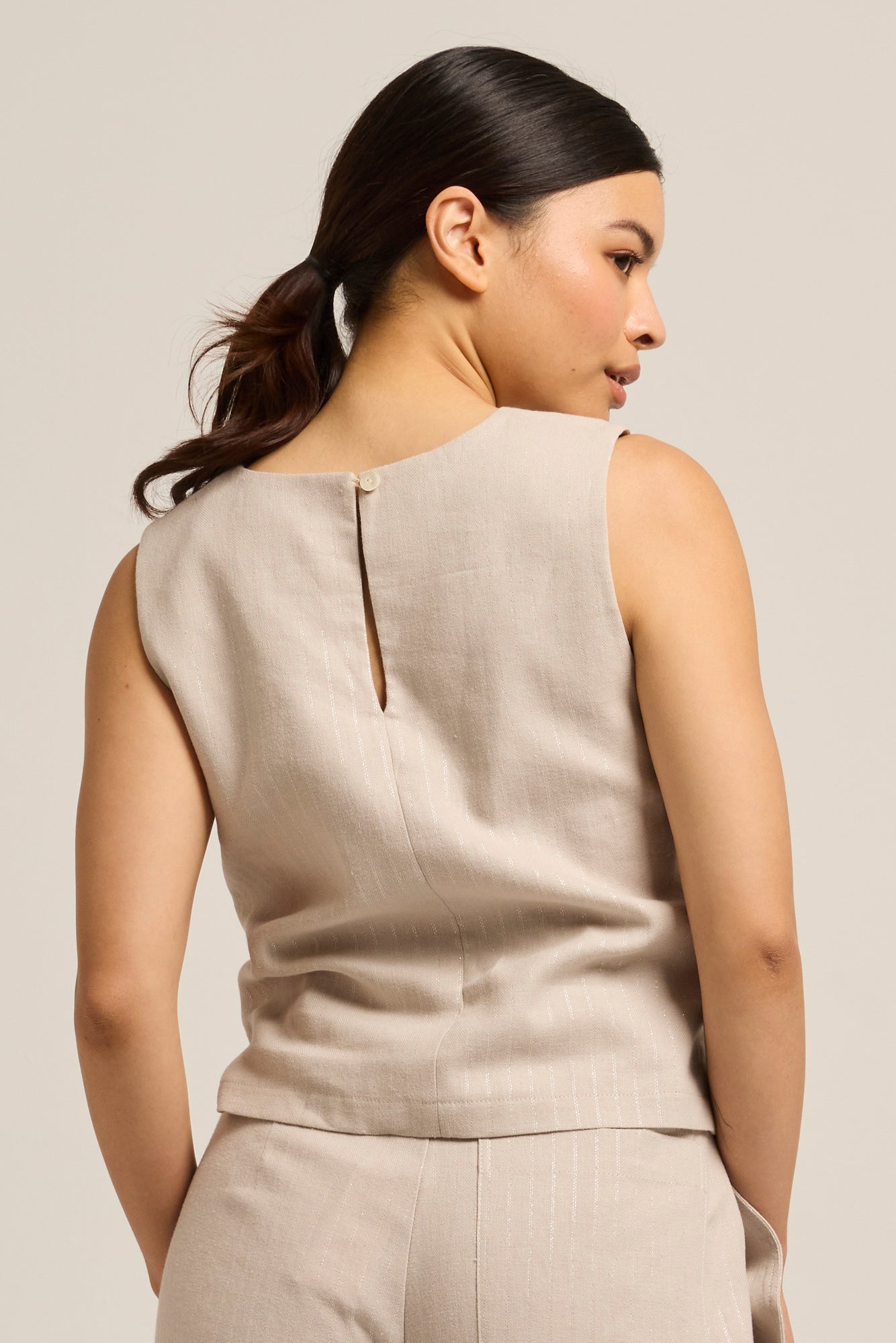 Alice Sleeveless Linen Top Grey