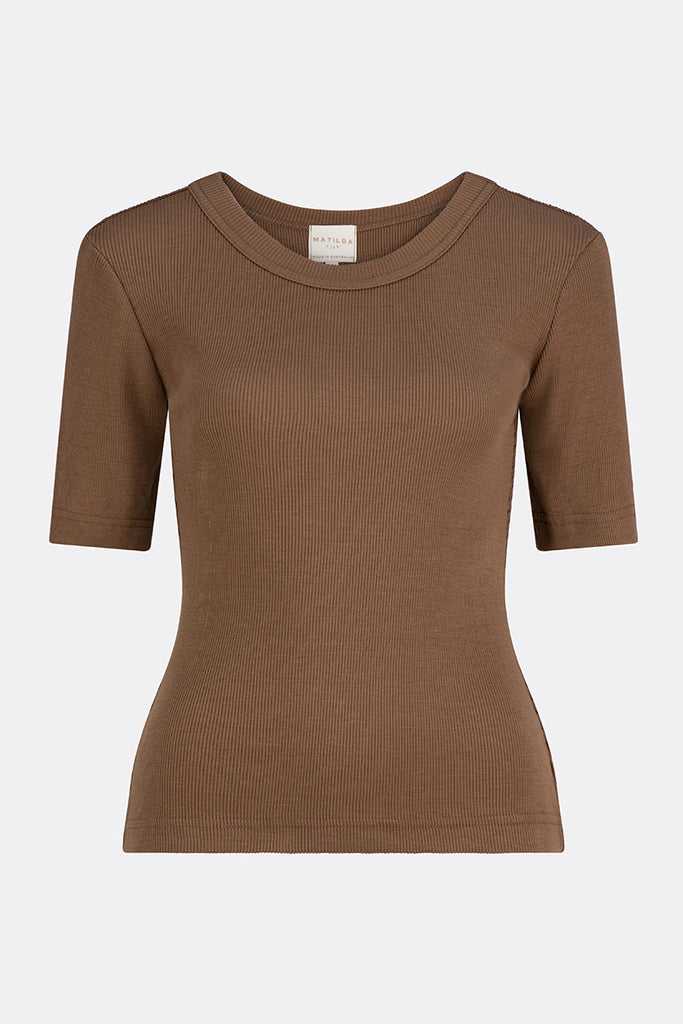 Eden Soft Merino Wool Short Sleeve Top Toffee