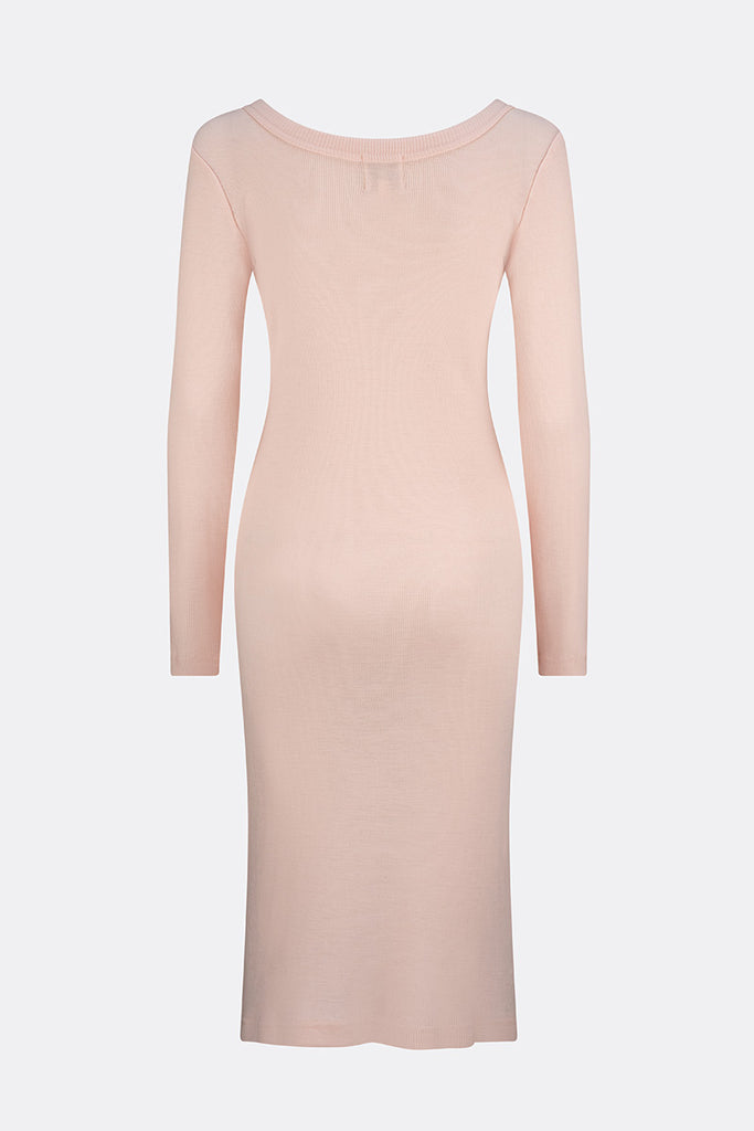 Eden Soft Merino Wool Long Sleeve Dress Pink