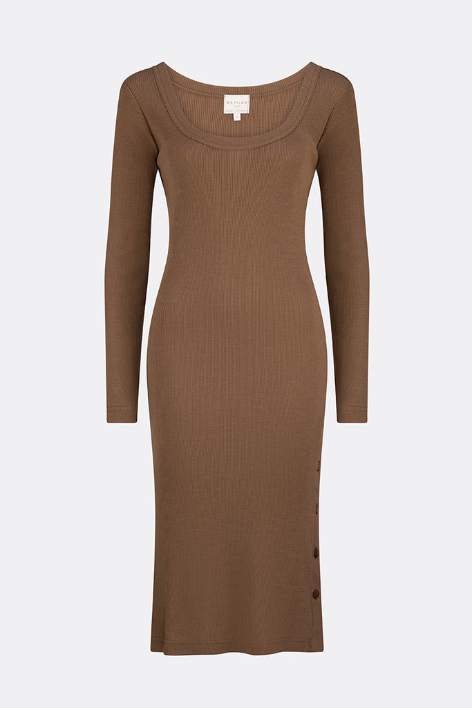 Eden Merino Wool Long Sleeve Dress Toffee
