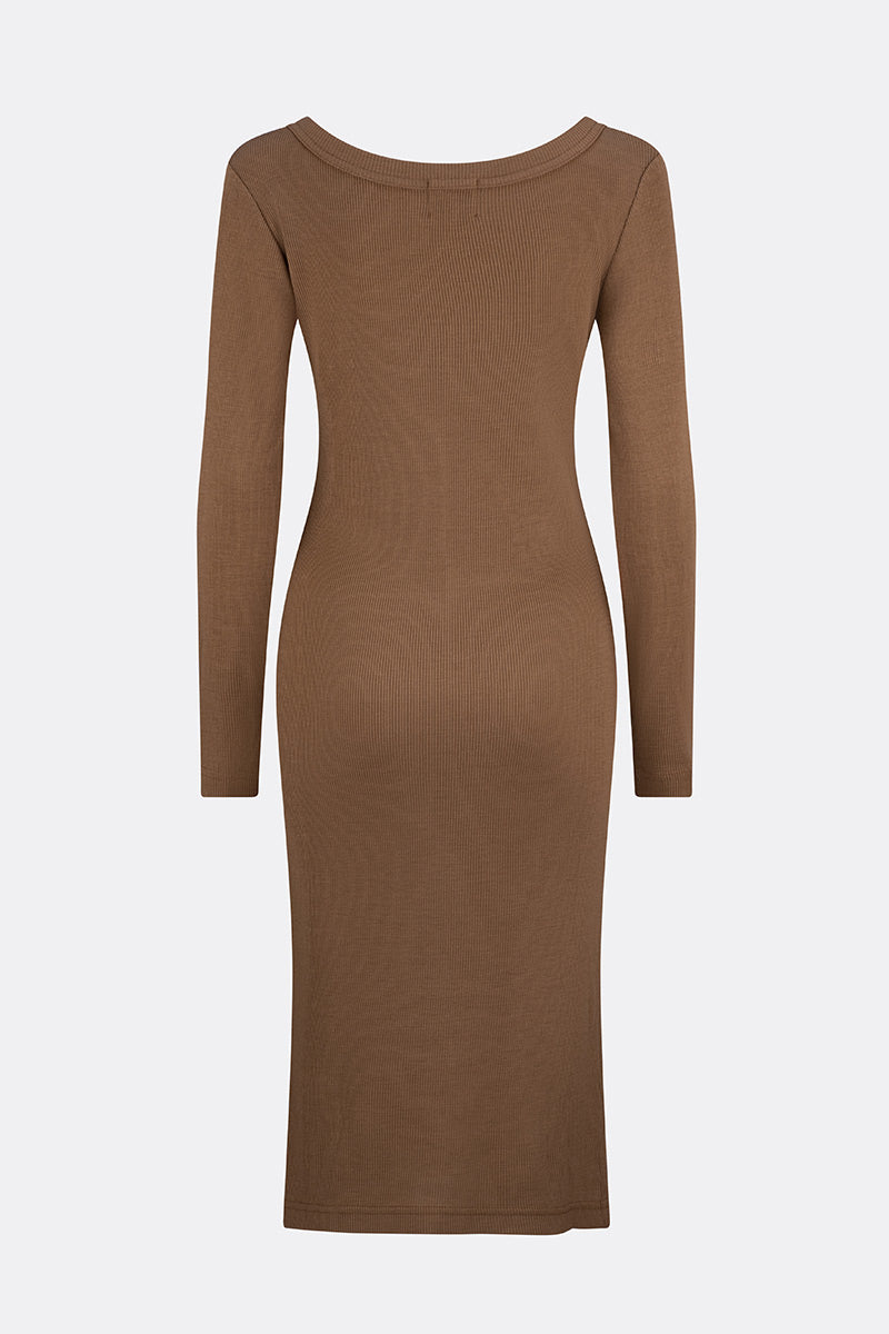 Eden Merino Wool Long Sleeve Dress Toffee