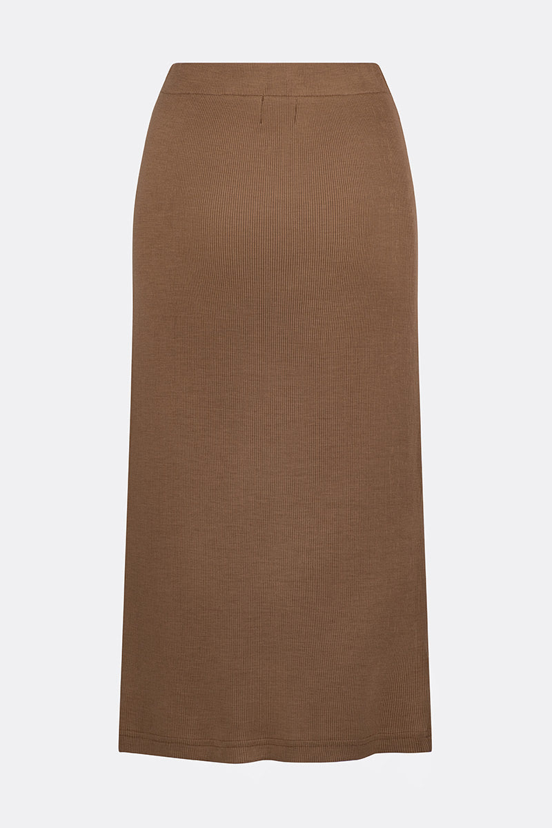 Eden Soft Merino Wool Midi Skirt Toffee