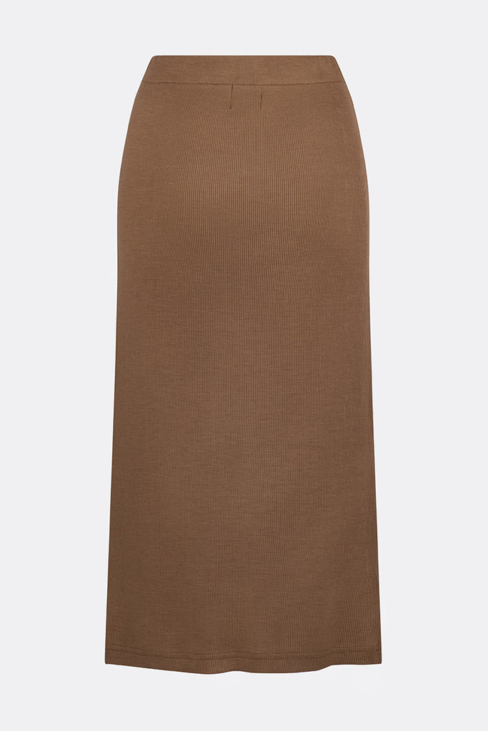 Eden Soft Merino Wool Midi Skirt Toffee