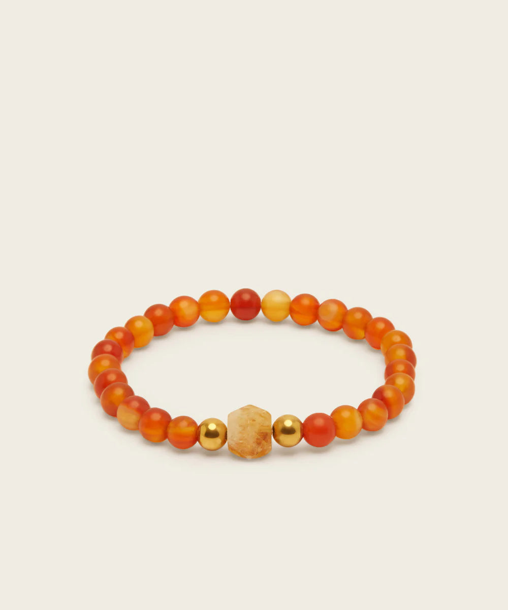 SS Fire Horse Bracelet with Citrine and Carnelian