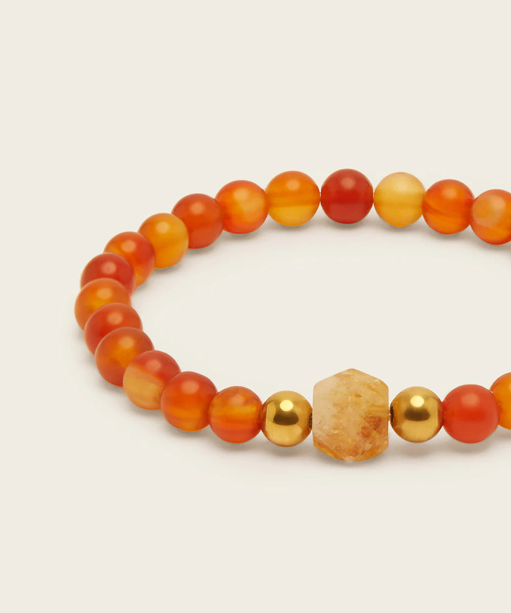 SS Fire Horse Bracelet with Citrine and Carnelian