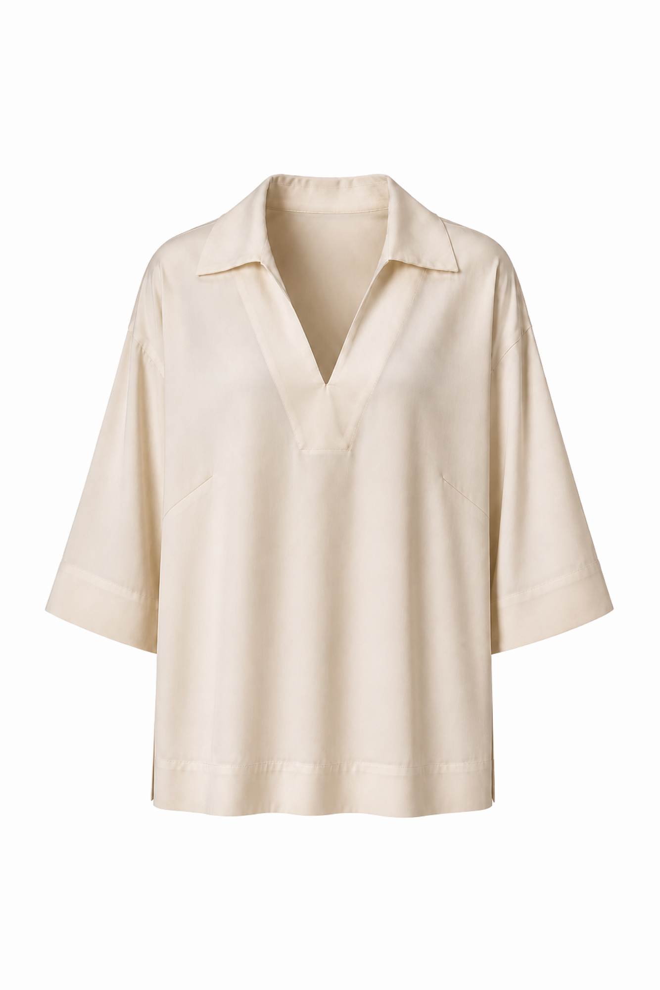 Lynches Open Collar Top Natural