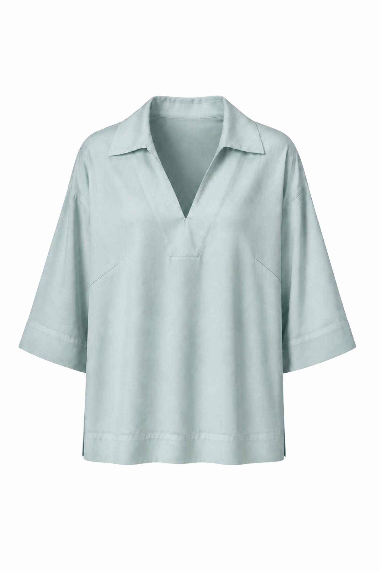 Lynches Open Collar Top Powder Blue