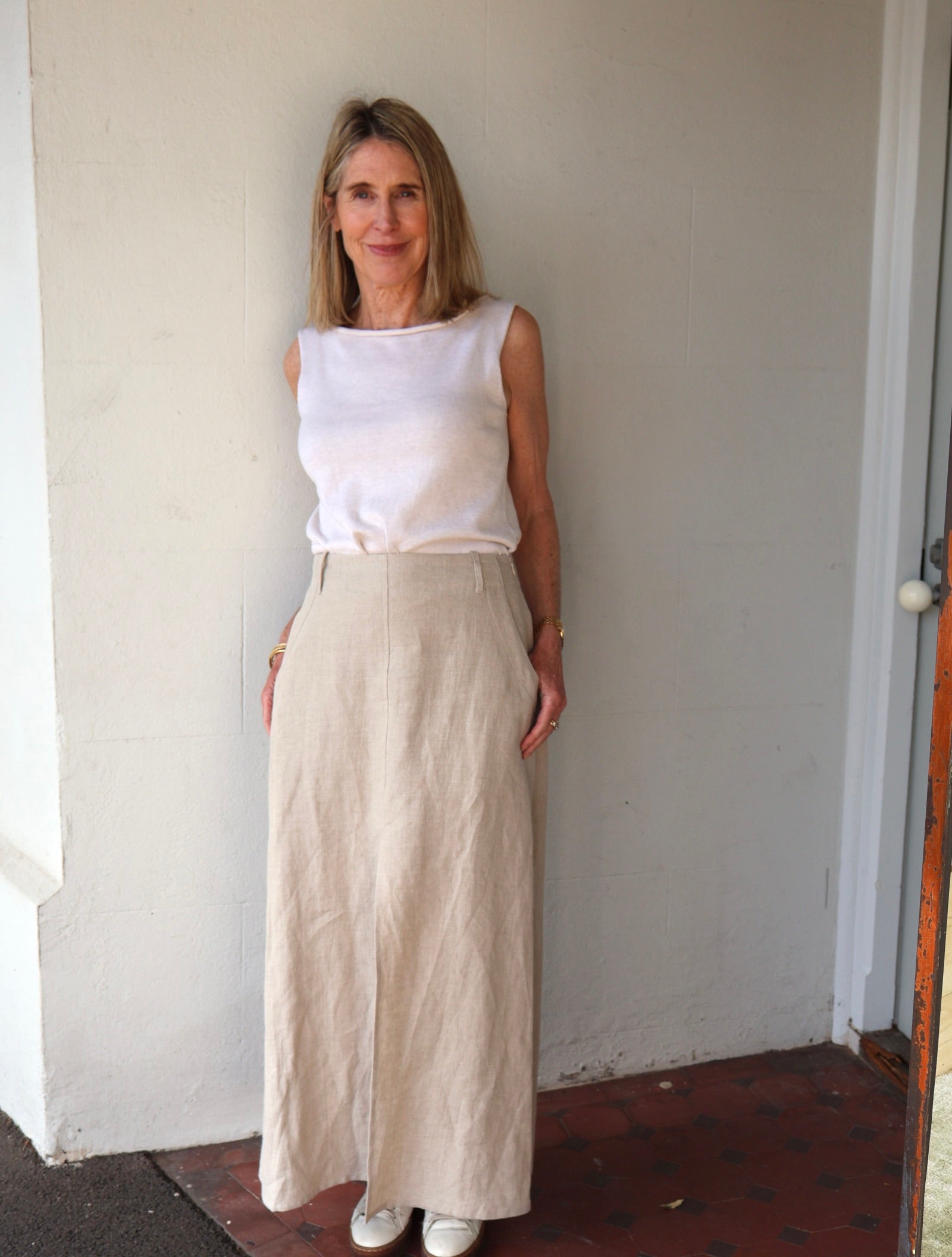 Khaki Linen Skirt