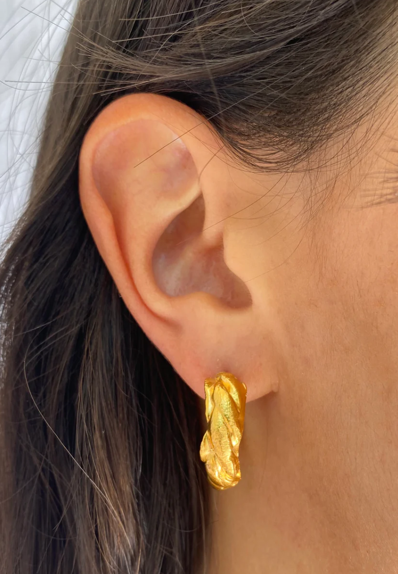 BG La Piega Earrings Sterling Silver with 22k gold plating