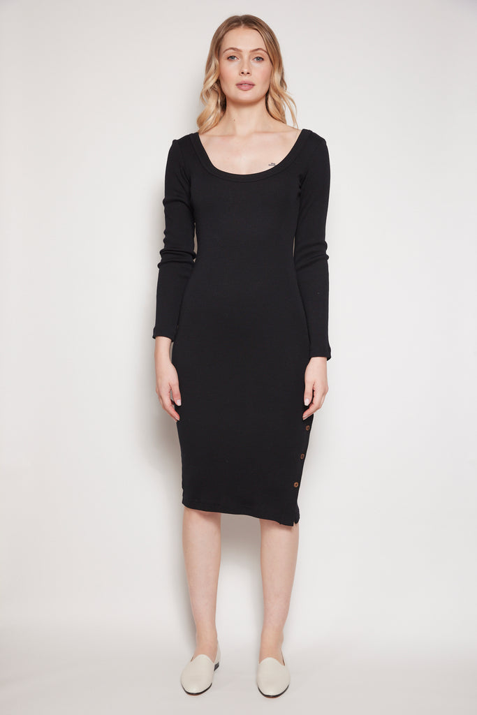 Eden Soft Merino Wool Long Sleeve Dress Black