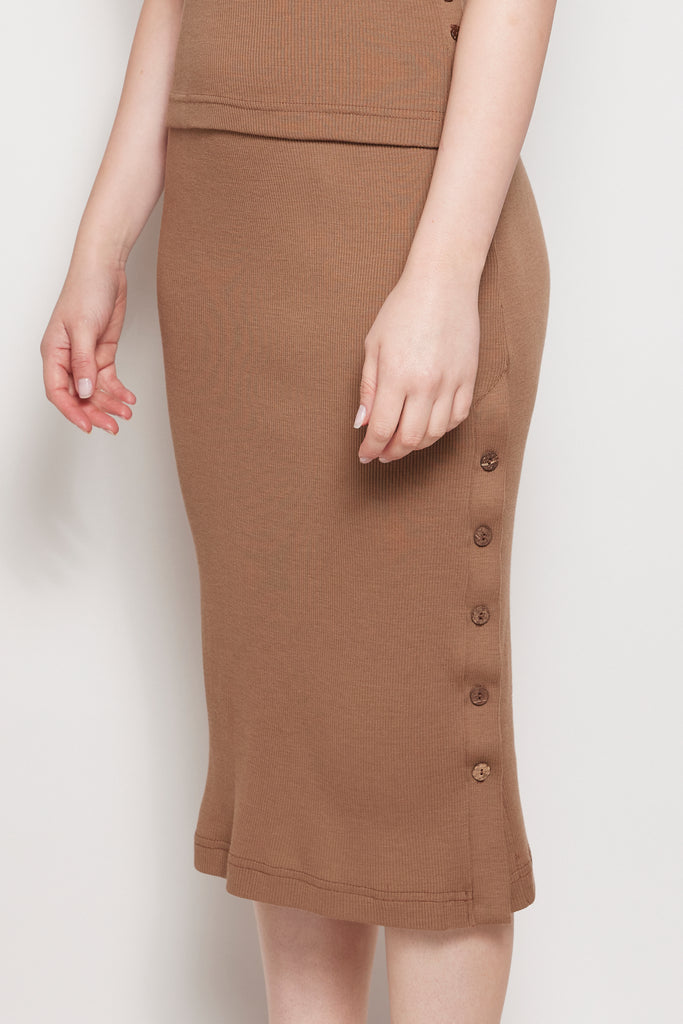 Eden Soft Merino Wool Midi Skirt Toffee