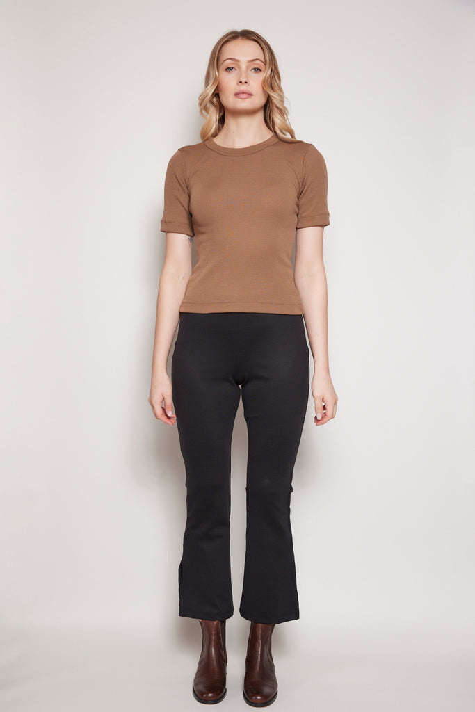 Eden Soft Merino Wool Short Sleeve Top Toffee