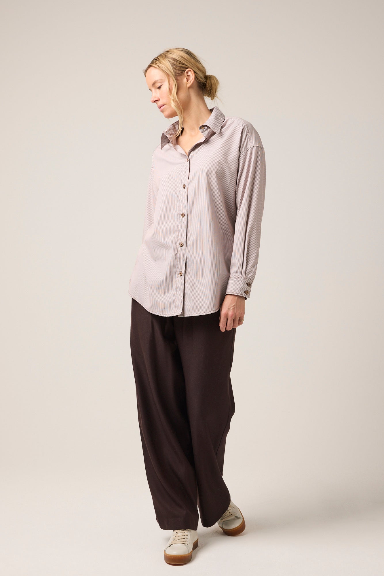 Toorak Oversized Chocolate Stripe Shirt