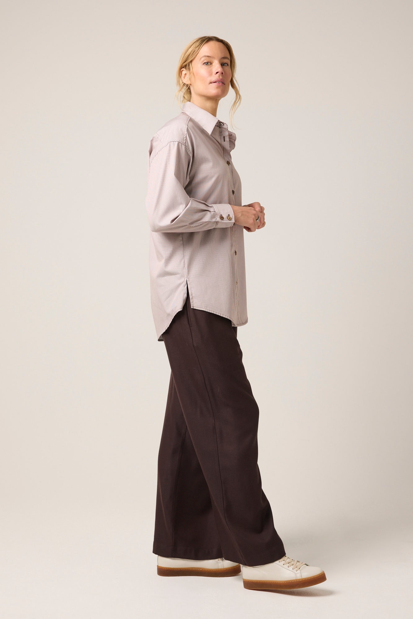 Toorak Oversized Chocolate Stripe Shirt