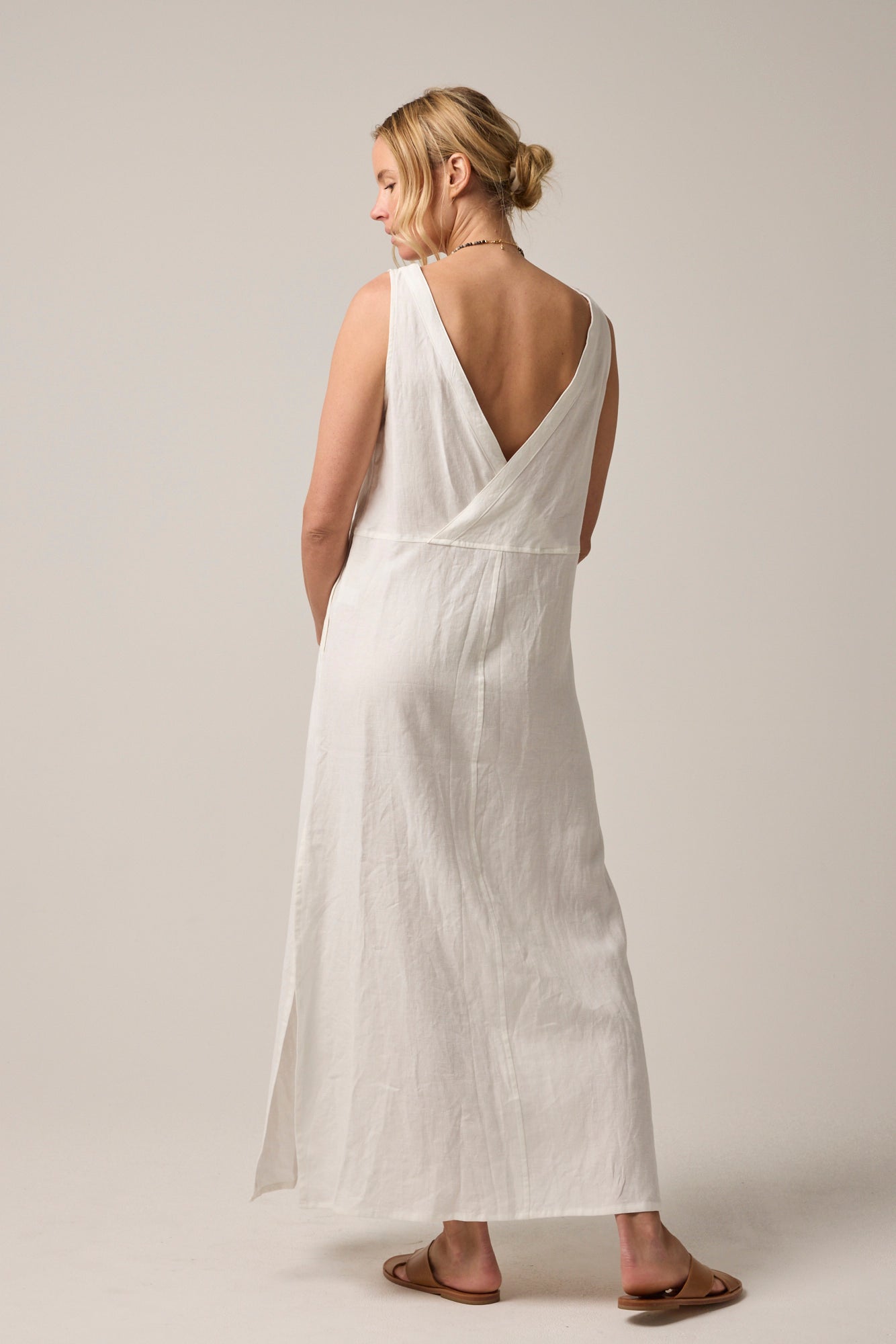 Indi Linen Maxi Dress White