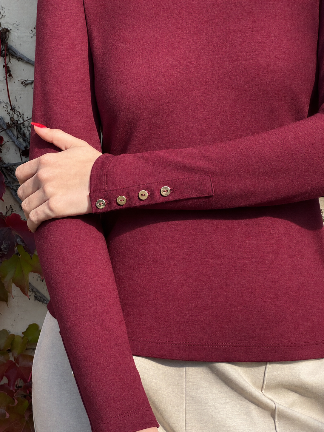 Mallee Merino Wool Boat Neck Long Sleeve Shiraz