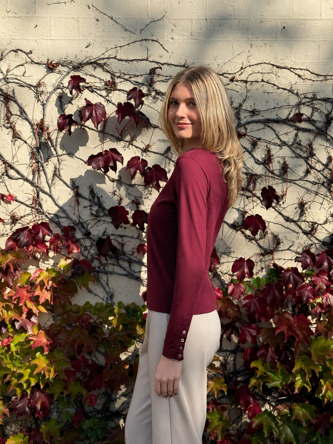 Mallee Merino Wool Boat Neck Long Sleeve Shiraz
