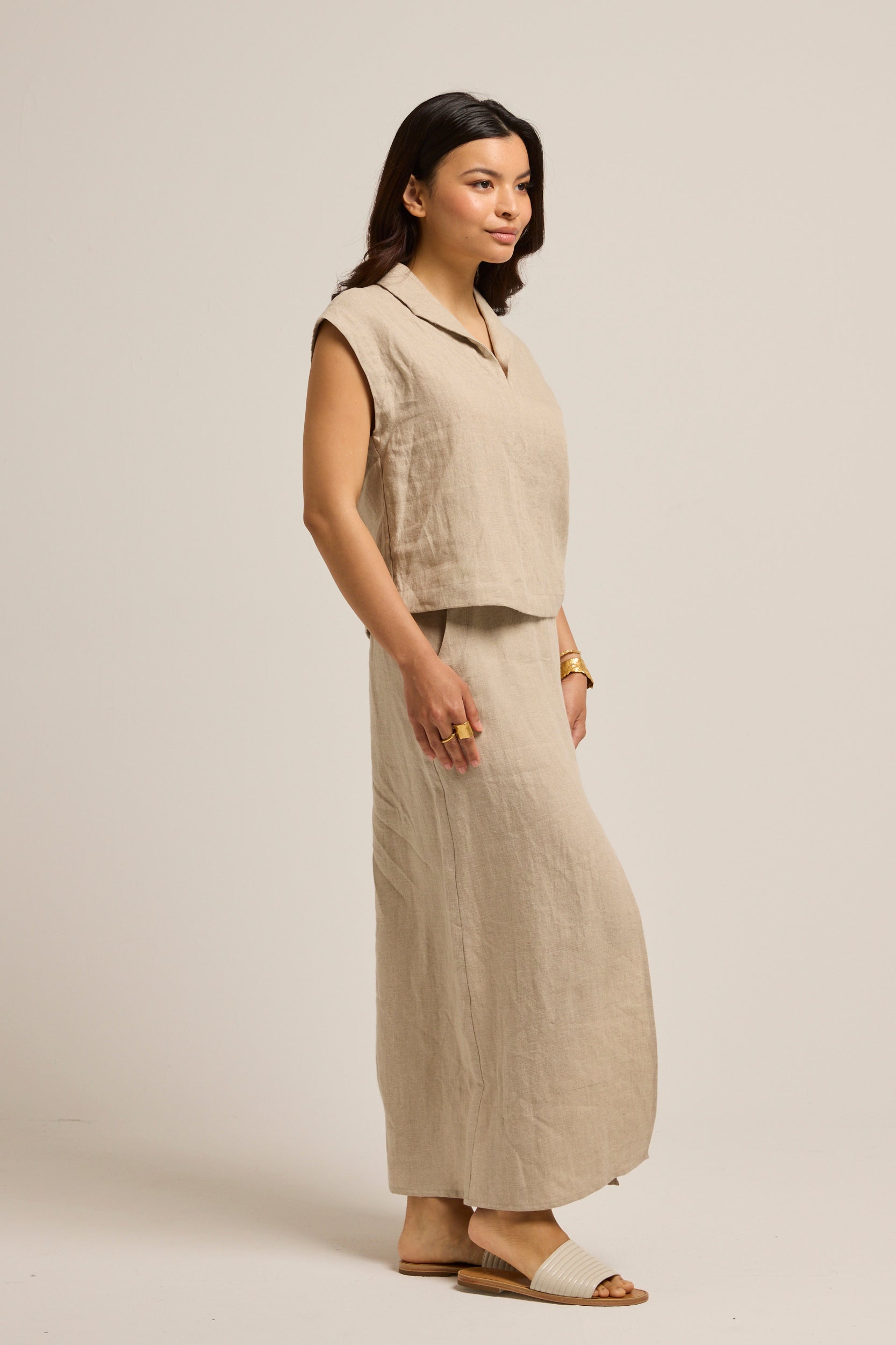 Indi Linen Skirt Oat