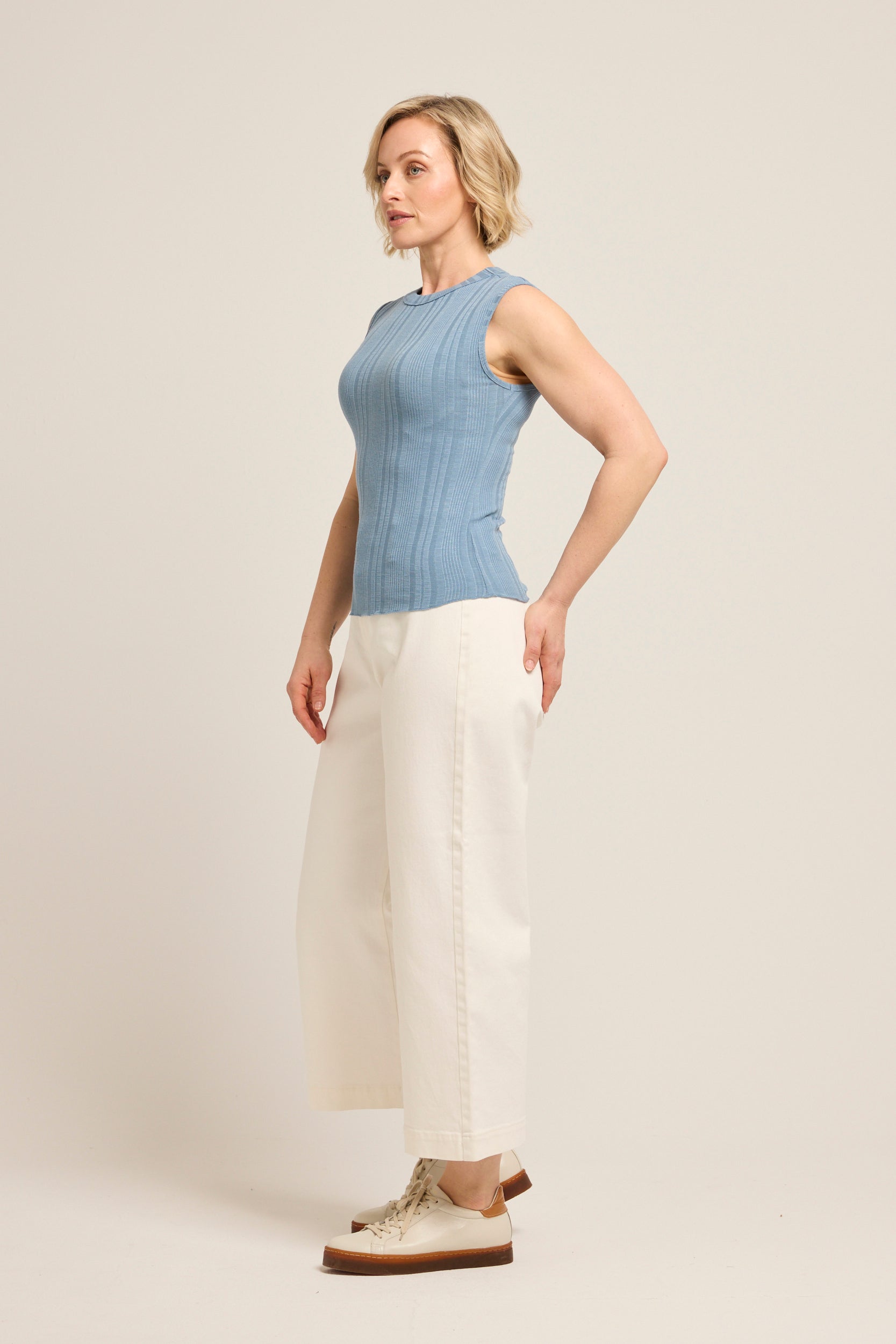 Kensington Cap Sleeve Rib Tank Blue Mist