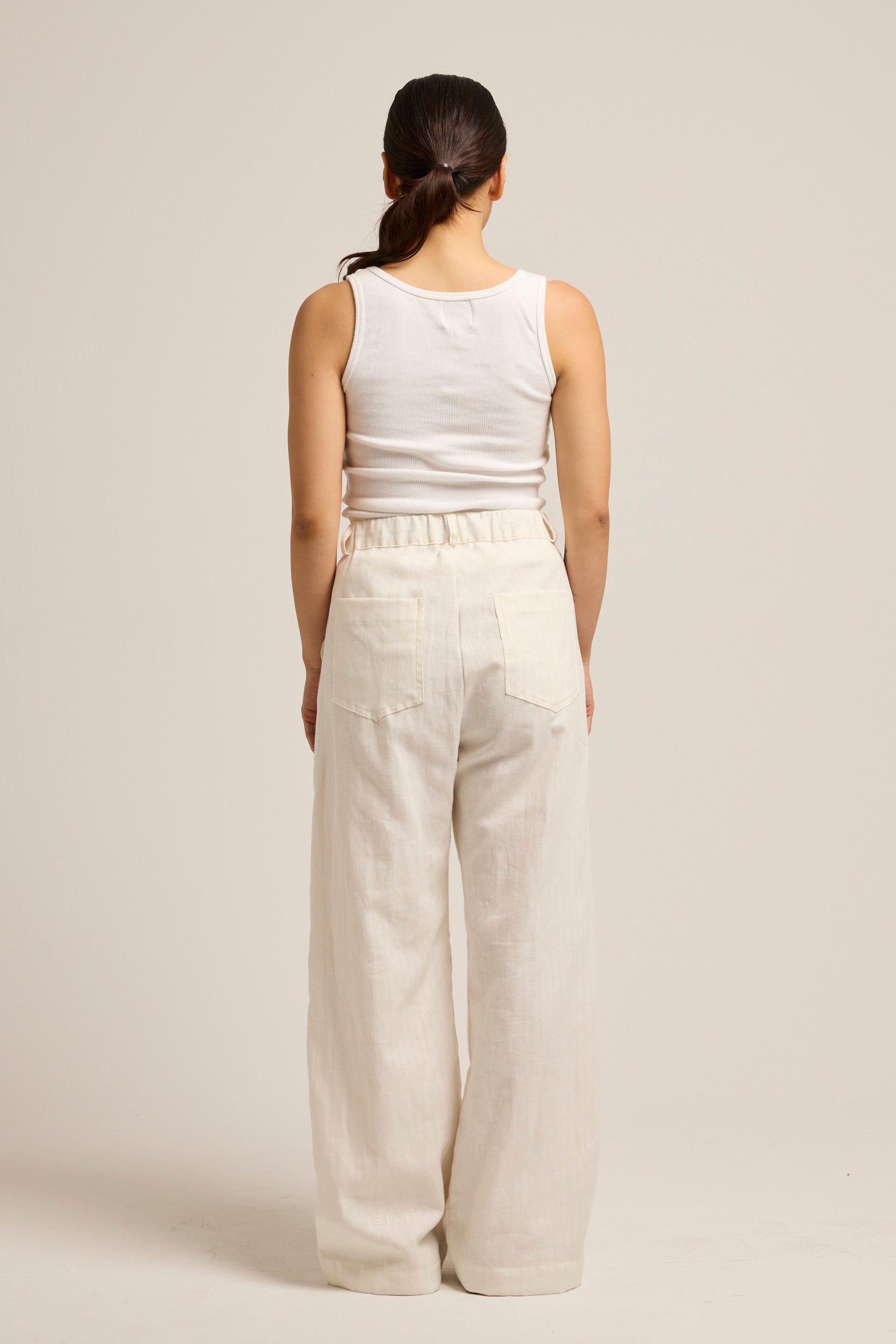 Alice 2 Wide Leg Linen Pant White