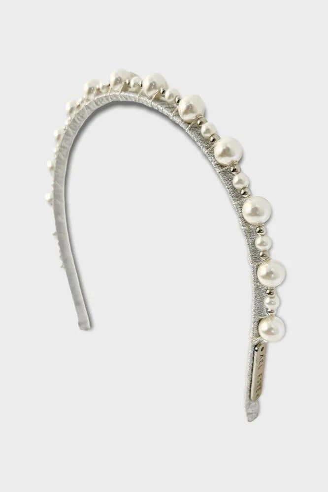 bridal accessories silver pearl headband for weddings