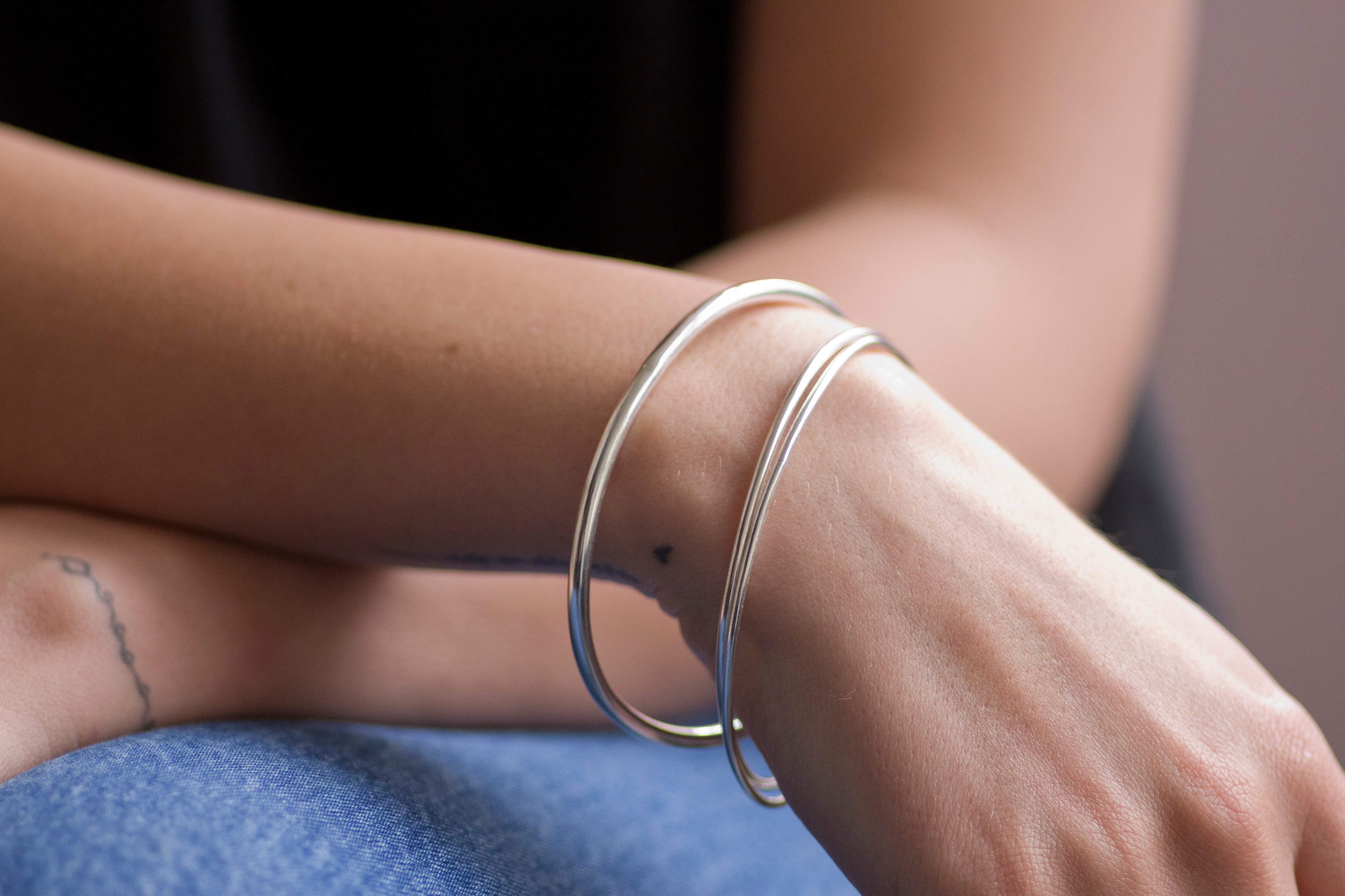 JF Silver Heavy Farrah Bangle