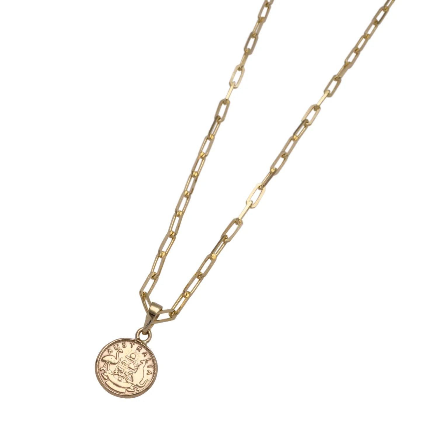VT Luxe 9ct Gold Fine Clip Chain Coin Necklace