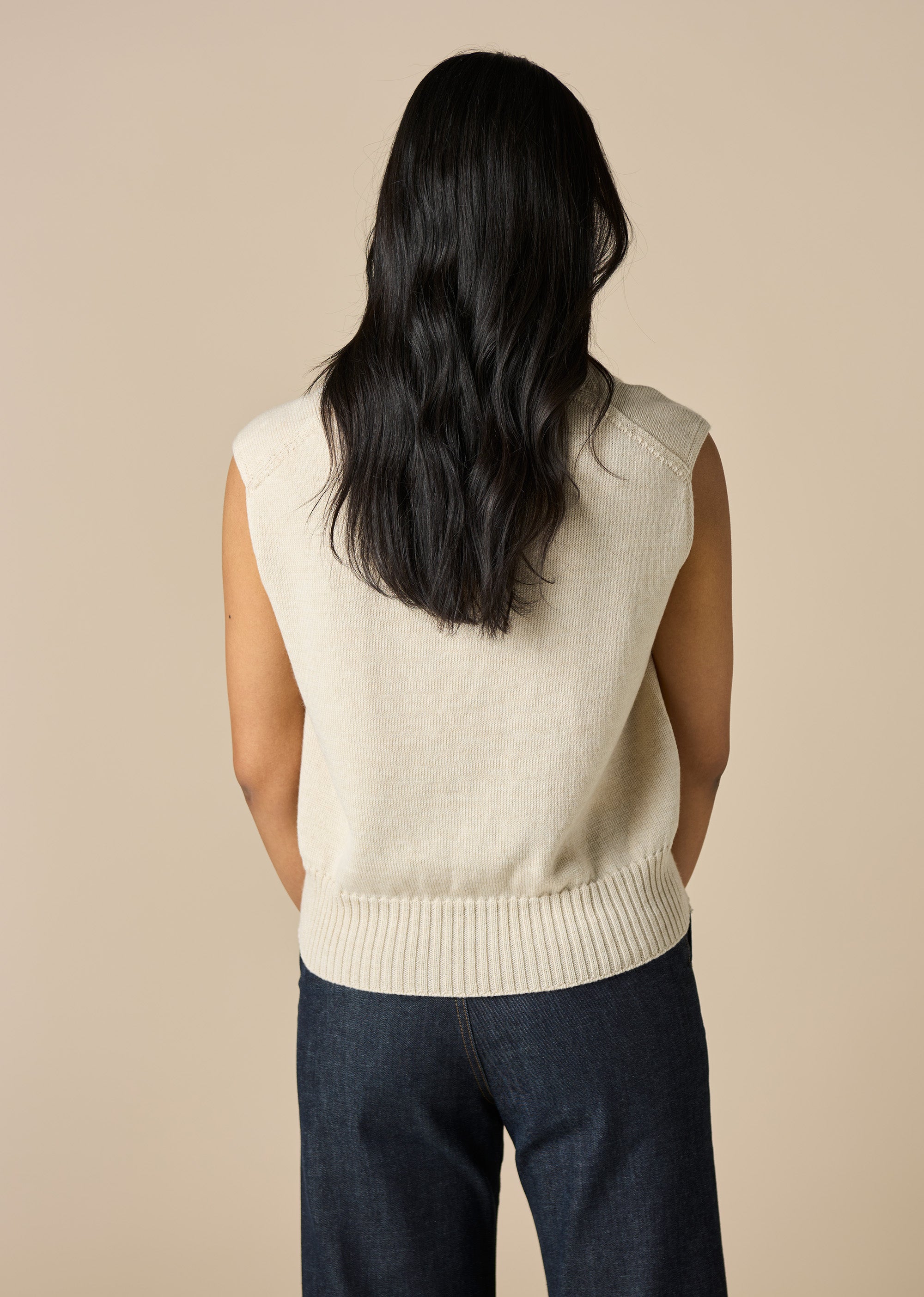 Uimi Margaux Merino Wool V Neck Vest Antique