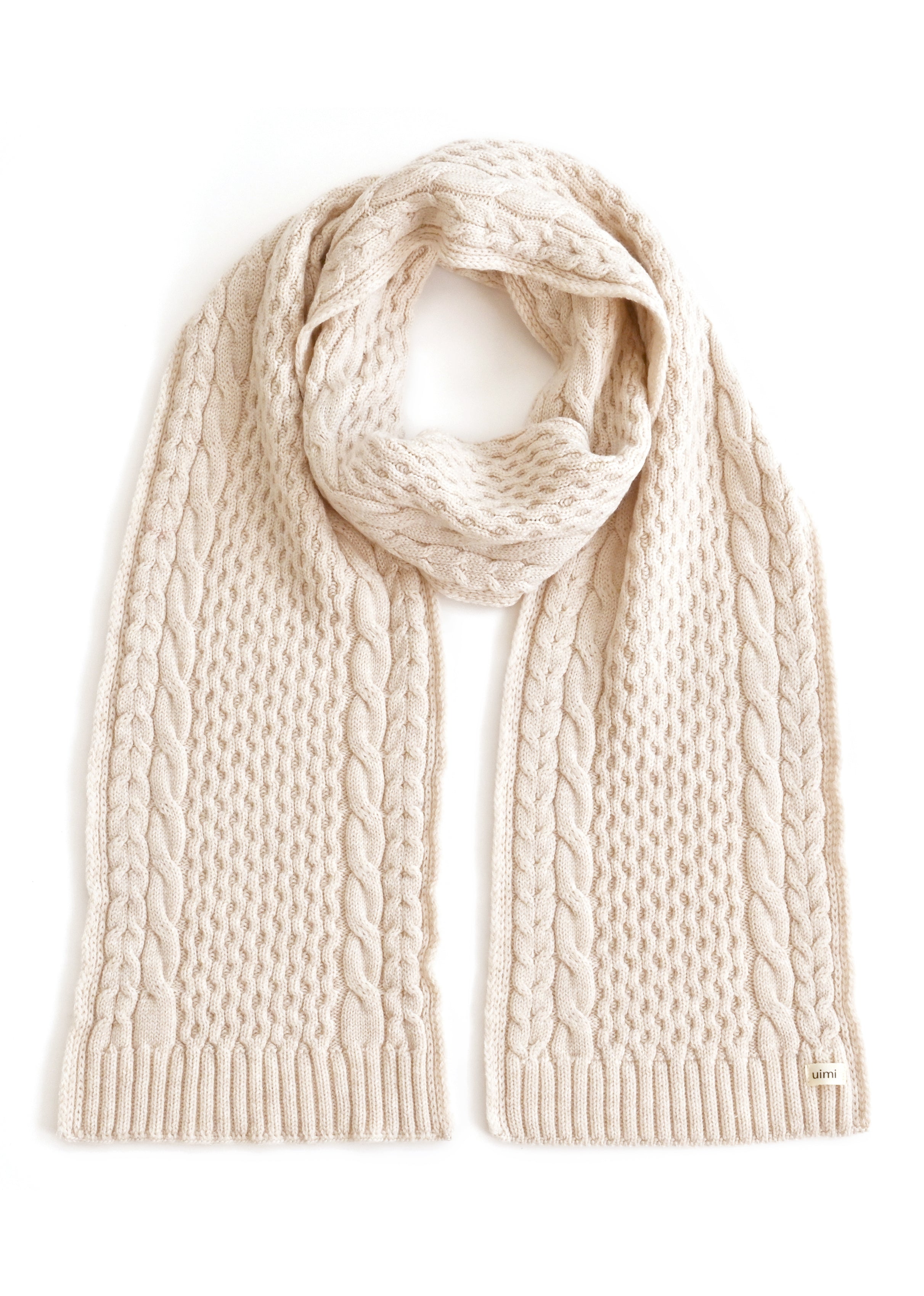 Uimi Molly Aran Textured Wool Scarf Antique