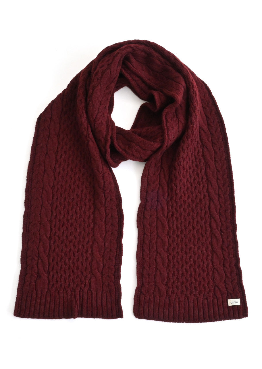 Uimi Molly Aran Textured Wool Scarf Merlot